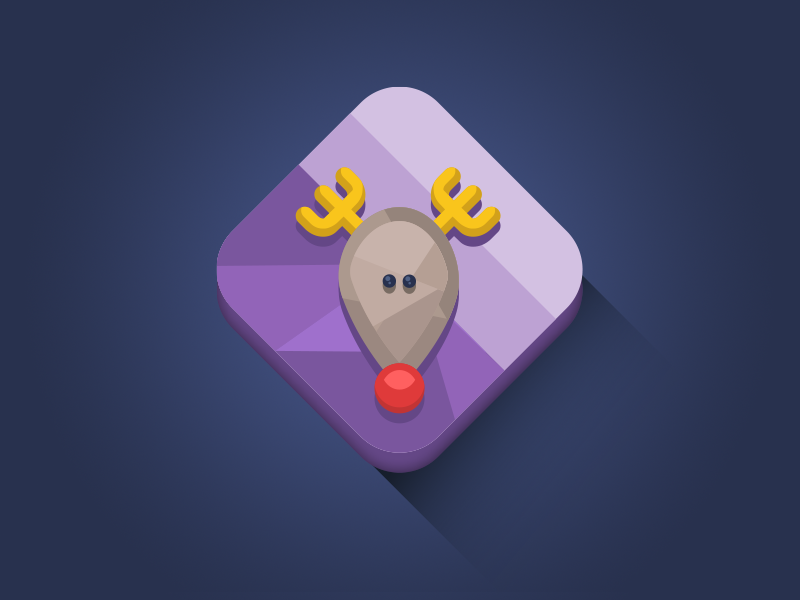 Rudolph Icon flat vector longshadow diamond minimal icon xmas design clean rudolph reindeer