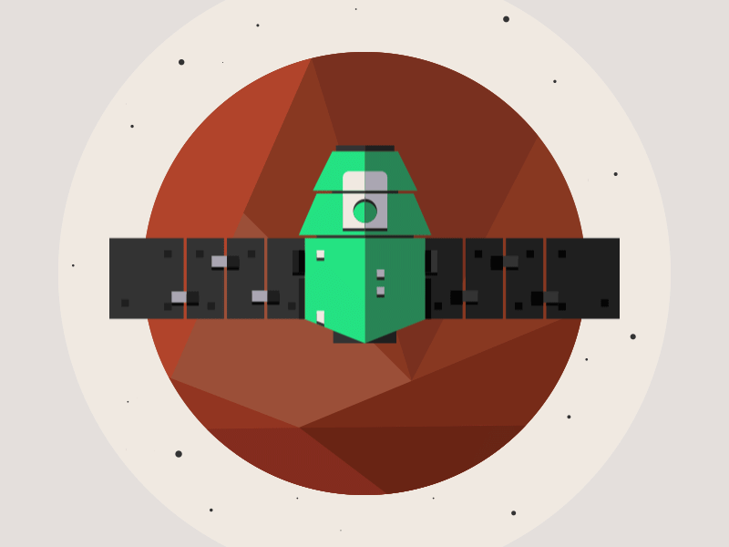 Mars Orbit illustration icon space satellite mars flat