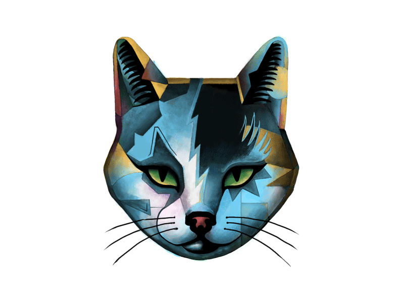 Cat Sketches/Final blue cat digital face painting sketch