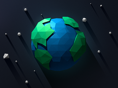 Low-poly Earth earth flat long low planet poly shadow space