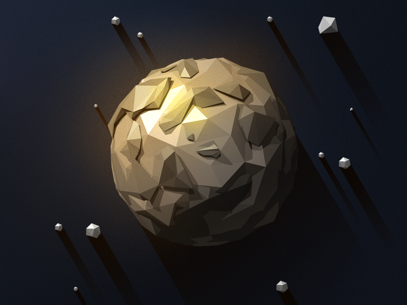 Low-poly Mercury flat long shadow space planet low poly