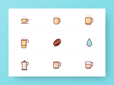 Coffee Icon Collection bean carafe coffee cup drip icons