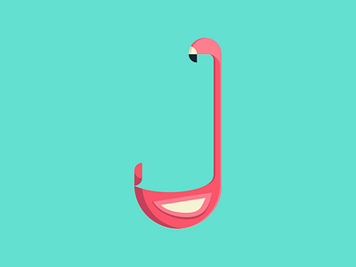 Flamingo J animal bird flamingo illustration type fight typography