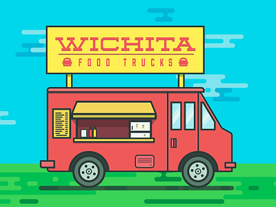 Food Truck burgers food truck grass illustration line illustration menu sign sky wichita