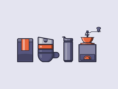 Coffee Icons coffee coffee bag coffee mug espresso grinder icons illustration line mug thermos