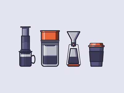 Coffee Icons aeropress coffee coffee cup fellow icon icons illustration pour over