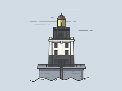 Poe Reef Lighthouse coast illustration lake michigan lighthouse monoline poe reef