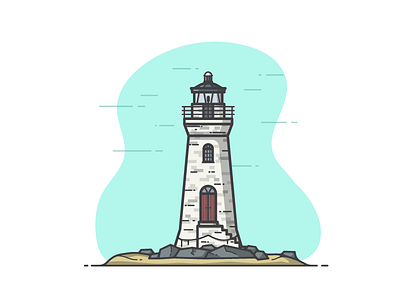 Cockspur Island Lighthouse coast cockspur island georgia illustration lighthouse monoline rocks