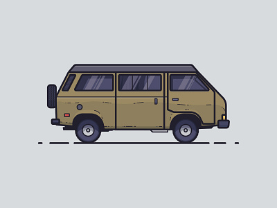 Passenger Van automobile car illustration line illustration passenger van van vehicle wheels