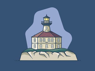 Eldred Rock Lighthouse alaska beacon building cliff eldred rock illustration lighthouse line illustration rock