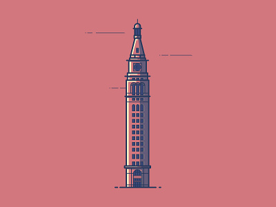 Daniels And Fisher Tower clock tower colorado daniels and fisher denver illustration line illustration tower