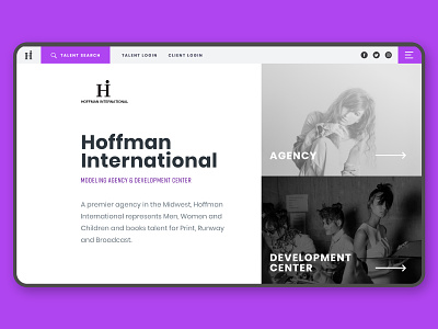 Hoffman International homepage model modeling product design talent agency web web design website