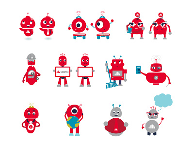 Robot Character Illustrations brand identity branding character character design illustration illustration art illustrations vector vector art vector illustration