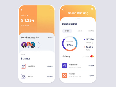 Online Banking App app design design ui ux