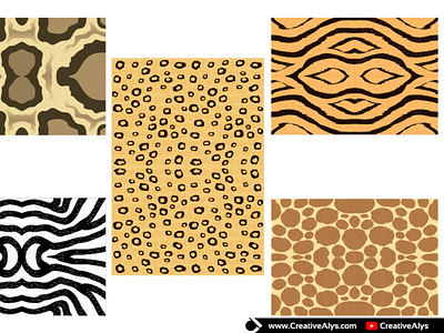 5 Animal Skin Seamless Patterns in Vector
