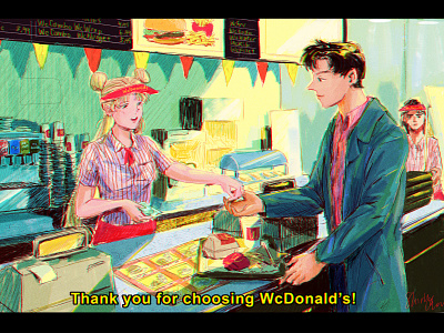 WcDonald's fanart fast food illustration illustration digital lineart photoshop retro sailor moon