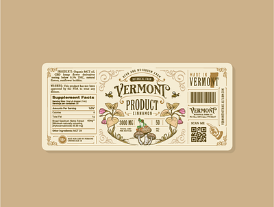Vermont Botanicals hemp-oil cbd hand drawn hemp illustration illustrator label packaging retro vintage