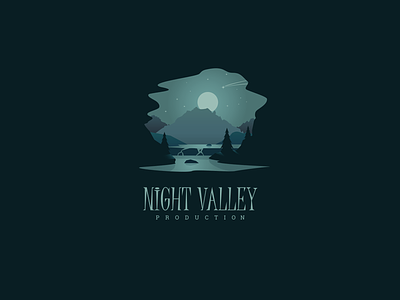 Night valley dark film lake logo moon night valley