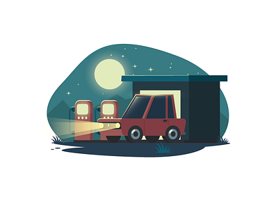 Night Drive car drive illustration moon night