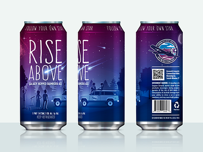 Rise Above can beer landscape night stars