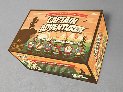 Captain Adventurer box design adventure forest kids landscape toys wild