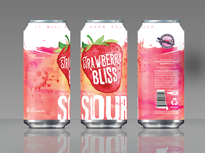 Strawberry Bliss Sour beer beer brewing packaging strawberry vector watercolor