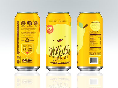 Sparkling Tea can character label lemon minimal packaging tea vector