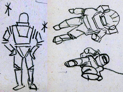 Space Dudes illustration rough sketch thumbnail