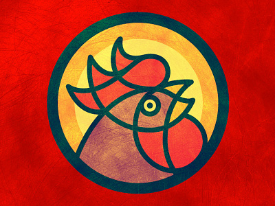 Little Red Rooster logo mark minimal monowidth thicklines