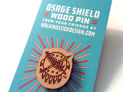 Osage Shield Wood Pin lapelpin oklahoma pin thicklines type typography wood