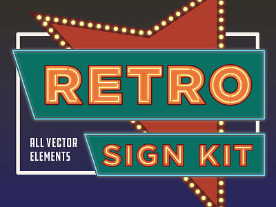 Retro Sign Vector Kit neon retro sign vintage