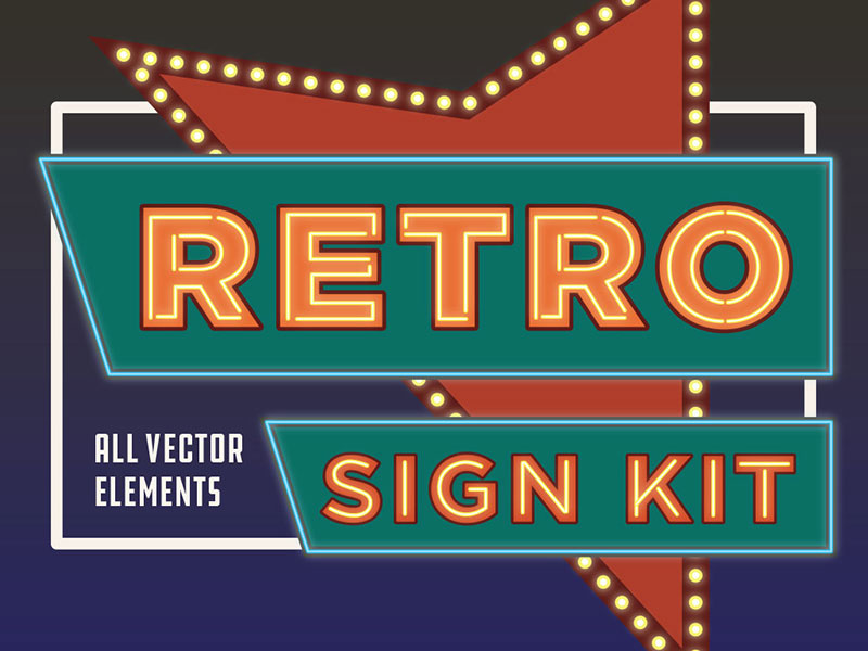 Retro Sign Vector Kit by W A L K I N G S T I C K on Dribbble