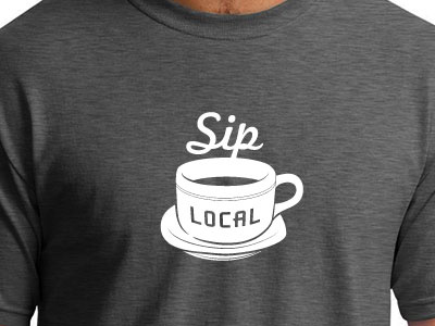 Sip Local identity logo t shirt