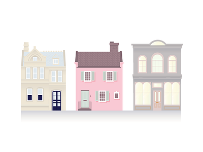 Soft houses beige house household illustrator lightui minimal pastel pink tones