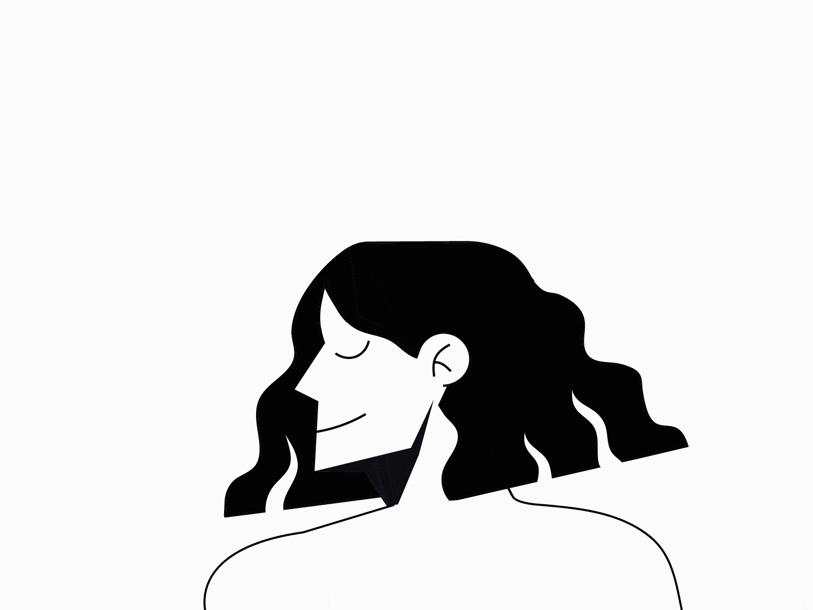 Headspace animation blue curly gif girl girl illustration header leaves mind monochrome nature art open peaceful sideprofile state