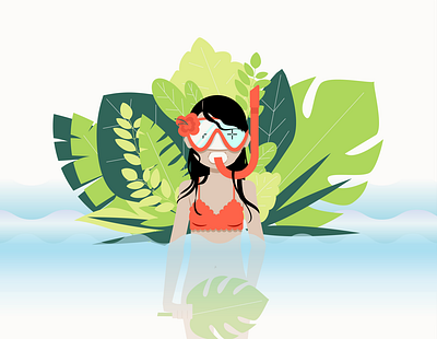 Summer part 2 bikini character design colourscafe diving illustration minimalistic design summer