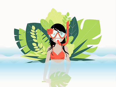 Summer part 2 bikini character design colourscafe diving illustration minimalistic design summer