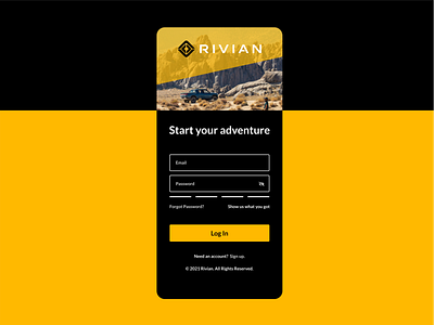 Rivian Log In Concept design figma log in screen mobile ui sign in typogaphy