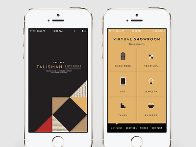 Talisman Antiques mobile app antiques app branding design icons illustration mobile app retail