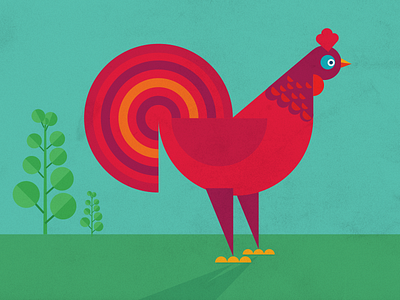 Geometric Rooster - Weekend Illustration bird cock geometric illustration rooster shapes vector