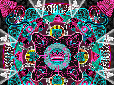 Neon mandala colorful digital art goddess illustration magick mandala neon sexy spirituality symbols trippy
