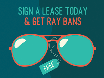 Free Raybans ad free marketing promotional ray bans raybans sign a lease sunglasses