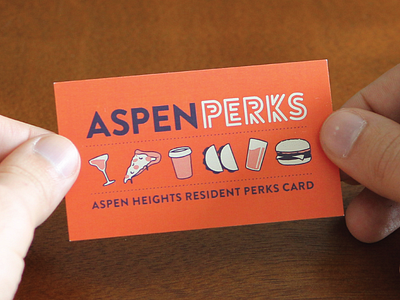 Aspenperks business card icons red resident perks card