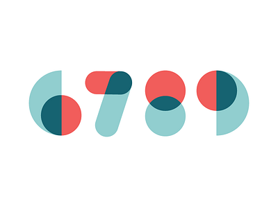 6789 custom font geometric illustration number overlap overlay tricolor vector