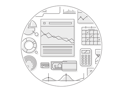 Add Bills Illustration add bills calculator card credit financial graphs illustration money pie chart