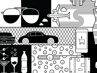 Fintech Coloring book car coloring book consumer drink geometric greyscale pattern phone plane sunglasses watch