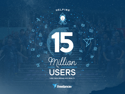15 Million Users! (Freelancer.com) 15 milllion users celebration freelancer.com milestone teeshirt