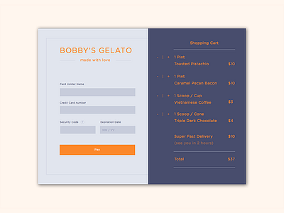 Credit Card Checkout 002 checkout creditcard dailyui foodui gelato payment