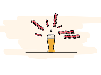 Bacon and Beer Pairing bacon beer beer glass flat design illustration pairing pilsners