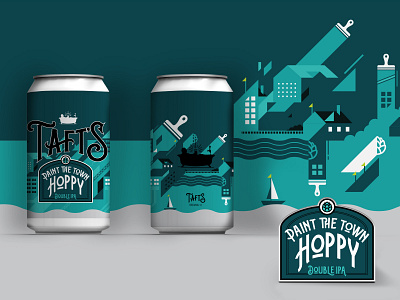 Taft's Paint the Town Hoppy beer beer branding beer can beer label branding flat hops illustration vector